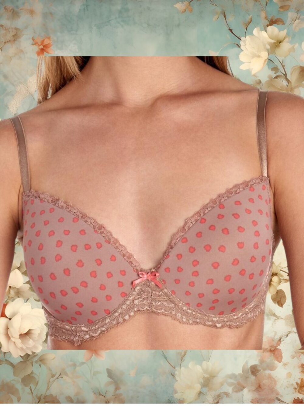 NWT Isaac Mizrahi Demi T-Shirt Bra 34C 36C 36D 38D UW Tan Brown Coral IM13002